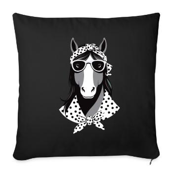 Maman Cheval Cheval Amant Maman Design Élégant - Housse de coussin décorative 45 x 45 cm - noir - Devant