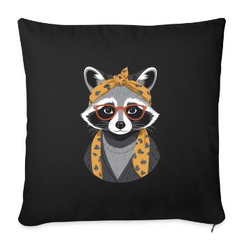 Maman raton laveur Raton laveur amant pour la fête des mères - Housse de coussin décorative 45 x 45 cm - noir - Devant