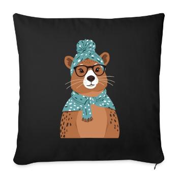 Drôle Capymama Capybara Maman - Housse de coussin décorative 45 x 45 cm - noir - Devant