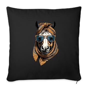 Maman Cheval Cheval Amant Mère Cheval Fille - Housse de coussin décorative 45 x 45 cm - noir - Devant