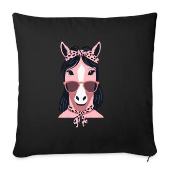Maman Cheval Cheval Amant Mère Cheval Fille - Housse de coussin décorative 45 x 45 cm - noir - Devant