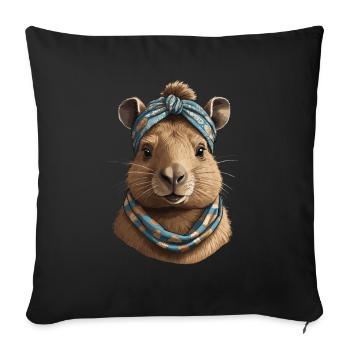 Drôle Capymama Capybara Maman - Housse de coussin décorative 45 x 45 cm - noir - Devant