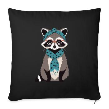 Maman raton laveur Raton laveur amant pour la fête des mères - Housse de coussin décorative 45 x 45 cm - noir - Devant