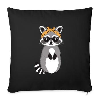 Mama Raccoon Raccoon Amoureux du raton laveur - Housse de coussin décorative 45 x 45 cm - noir - Devant