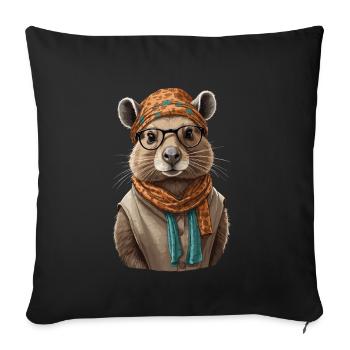 Drôle Capymama Capybara Mère Design - Housse de coussin décorative 45 x 45 cm - noir - Devant