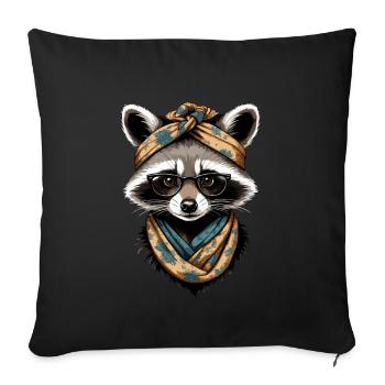 Maman raton laveur amant raton laveur fête des mères - Housse de coussin décorative 45 x 45 cm - noir - Devant