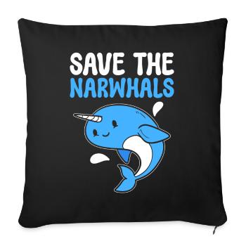 Save The Narwhals Meeresbiologe - Sofakissenbezug 45 x 45 cm - Schwarz - Vorne