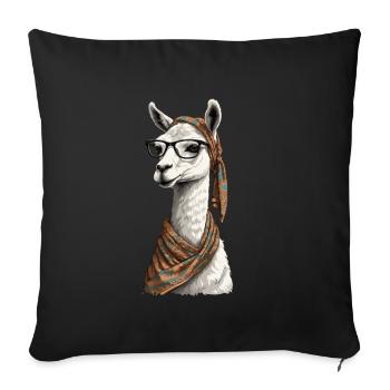 Llama Loving Mom Funny Alpaca Design - Sofa pillowcase 17,3'' x 17,3'' (45 x 45 cm) - black - Front
