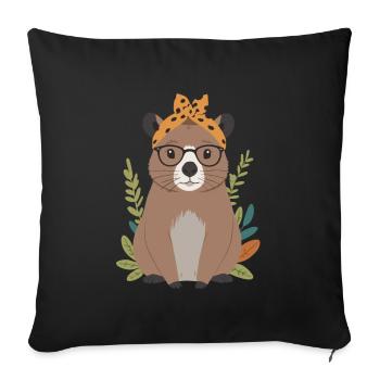 Drôle Capymama Capybara Maman - Housse de coussin décorative 45 x 45 cm - noir - Devant