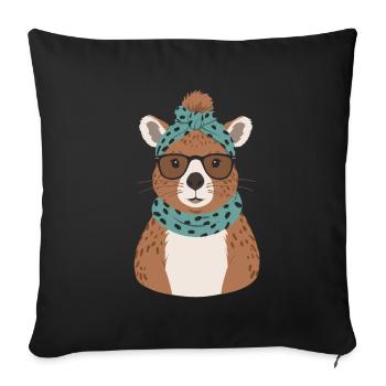 Funny Capymama Capybara Mom - Sofa pillowcase 17,3'' x 17,3'' (45 x 45 cm) - black - Front