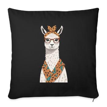 Llama Loving Mom Funny Design Alpaca Motif - Sofa pillowcase 17,3'' x 17,3'' (45 x 45 cm) - black - Front