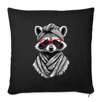 Mama Raccoon Raccoon Amoureux du raton laveur - Housse de coussin décorative 45 x 45 cm - noir - Devant