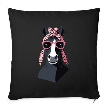 Maman Cheval Cheval Amant Mère Cheval Fille - Housse de coussin décorative 45 x 45 cm - noir - Devant