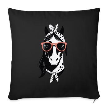 Maman Cheval Cheval Amant Mère Cheval Fille - Housse de coussin décorative 45 x 45 cm - noir - Devant