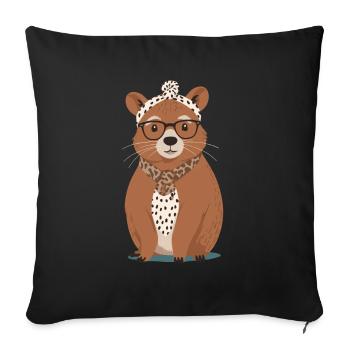 Drôle Capymama Capybara Mère Design - Housse de coussin décorative 45 x 45 cm - noir - Devant