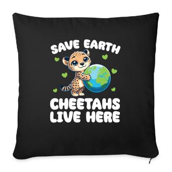 Sauvez la Terre Les guépards vivent ici Jour de la Terre - Housse de coussin décorative 45 x 45 cm - noir - Devant