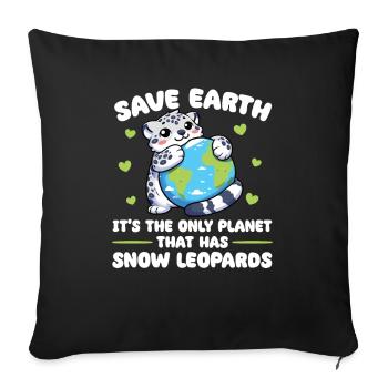 Is the only planet with snow leopard Earth - Sofa pillowcase 17,3'' x 17,3'' (45 x 45 cm) - black - Front