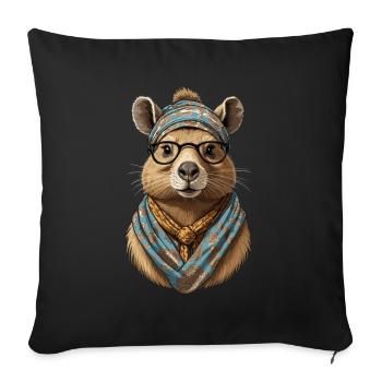 Drôle Capymama Capybara conception de fête des mères - Housse de coussin décorative 45 x 45 cm - noir - Devant