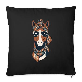 Maman Cheval Cheval Amant Mère Cheval Fille - Housse de coussin décorative 45 x 45 cm - noir - Devant