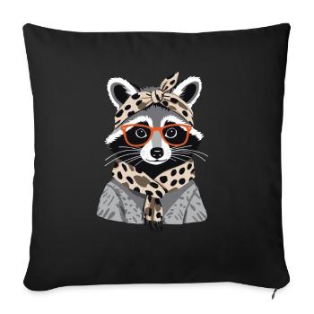 Maman raton laveur amant raton laveur fête des mères - Housse de coussin décorative 45 x 45 cm - noir - Devant
