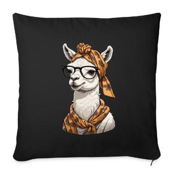 Llama Alpaca Funny Mom Design Love - Sofa pillowcase 17,3'' x 17,3'' (45 x 45 cm) - black - Front