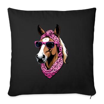 Maman Cheval Cheval Amant Maman Élégant - Housse de coussin décorative 45 x 45 cm - noir - Devant