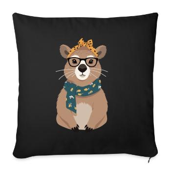 Drôle Capymama Capybara Mère Design - Housse de coussin décorative 45 x 45 cm - noir - Devant
