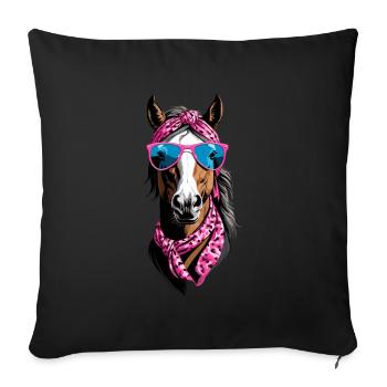 Maman Cheval Élégant Cheval Amour Cheval Fille - Housse de coussin décorative 45 x 45 cm - noir - Devant