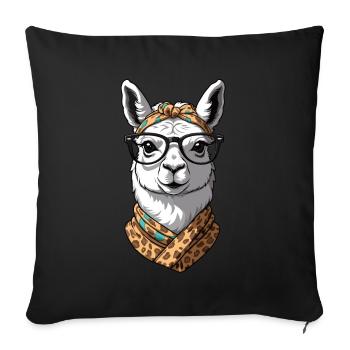 Llama Loving Funny Mom Design Alpaca - Sofa pillowcase 17,3'' x 17,3'' (45 x 45 cm) - black - Front
