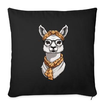 Llama Loving Mom Funny Design - Sofa pillowcase 17,3'' x 17,3'' (45 x 45 cm) - black - Front