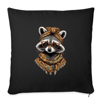 Maman raton laveur amant raton laveur fête des mères - Housse de coussin décorative 45 x 45 cm - noir - Devant