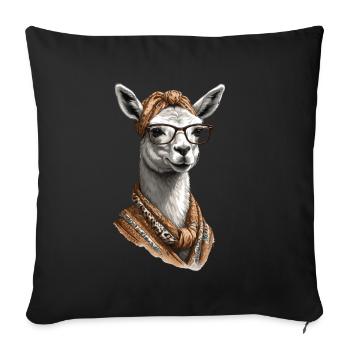 Llama Loving Mom Funny Design Alpaca - Sofa pillowcase 17,3'' x 17,3'' (45 x 45 cm) - black - Front