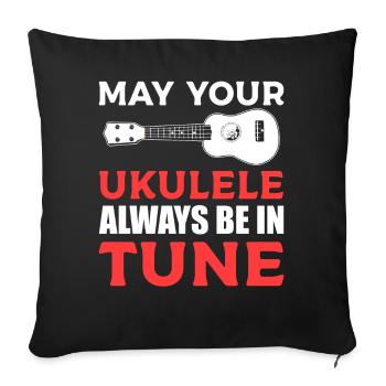 Lustiger Ukelele-Spieler Ukelele - Sofakissenbezug 45 x 45 cm - Schwarz - Vorne
