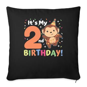 Singe pour les enfants de 2 ans - Housse de coussin décorative 45 x 45 cm - noir - Devant