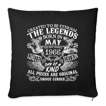 Mai 1966 anniversaire 1966 Mai meilleure année - Housse de coussin décorative 45 x 45 cm - noir - Devant