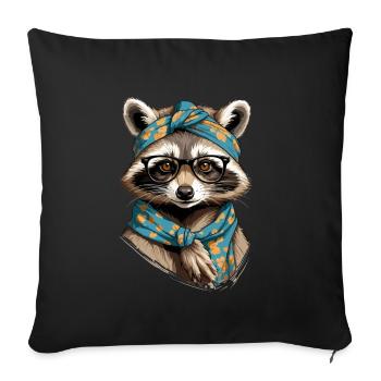 Mama Raccoon Raccoon Amoureux du raton laveur - Housse de coussin décorative 45 x 45 cm - noir - Devant
