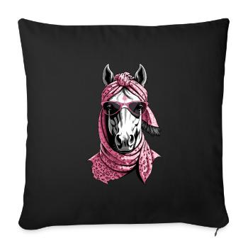 Maman Cheval Élégant Cheval Amour Cheval Fille - Housse de coussin décorative 45 x 45 cm - noir - Devant