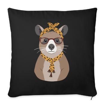 Drôle Capybara Maman Capybara Fête des Mères - Housse de coussin décorative 45 x 45 cm - noir - Devant