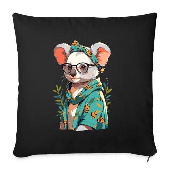 Drôle Koala Maman Mignon Koala Ours Amour - Housse de coussin décorative 45 x 45 cm - noir - Devant