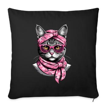 Cute Cat Mom Cat Lover Mom Style - Sofa pillowcase 17,3'' x 17,3'' (45 x 45 cm) - black - Front