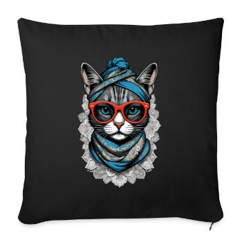 Cute Cat Mom Cat Lover Mom Style - Sofa pillowcase 17,3'' x 17,3'' (45 x 45 cm) - black - Front