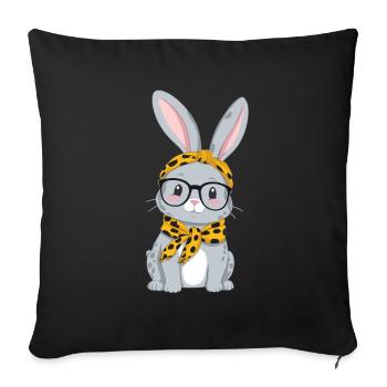 Maman Lapin Mignon Lapin Maman Mignon Lapin de Pâques - Housse de coussin décorative 45 x 45 cm - noir - Devant