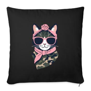 Cute Cat Mom Cat Lover Mom Style - Sofa pillowcase 17,3'' x 17,3'' (45 x 45 cm) - black - Front
