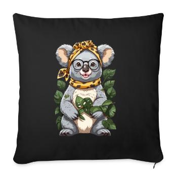 Drôle Koala Maman Mignon Koala Ours Amour - Housse de coussin décorative 45 x 45 cm - noir - Devant