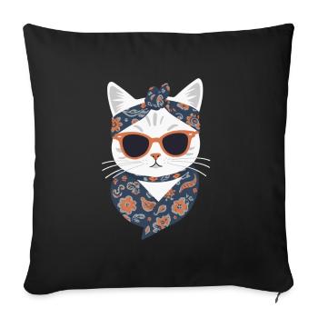Cute Cat Mom Cat Lover Mom Style - Sofa pillowcase 17,3'' x 17,3'' (45 x 45 cm) - black - Front