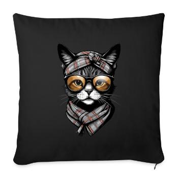 Cute Cat Mom Cat Lover Mom Style - Sofa pillowcase 17,3'' x 17,3'' (45 x 45 cm) - black - Front
