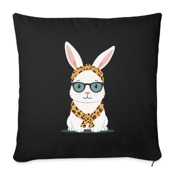 Maman Lapin Mignon Lapin Maman Mignon Lapin de Pâques - Housse de coussin décorative 45 x 45 cm - noir - Devant