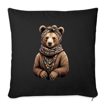 Drôle Maman Ours Mère Ours Fête des Mères - Housse de coussin décorative 45 x 45 cm - noir - Devant
