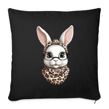Maman Lapin Mignon Lapin Maman Mignon Lapin de Pâques - Housse de coussin décorative 45 x 45 cm - noir - Devant