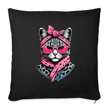 Cute Cat Mom Cat Lover Mom Style - Sofa pillowcase 17,3'' x 17,3'' (45 x 45 cm) - black - Front